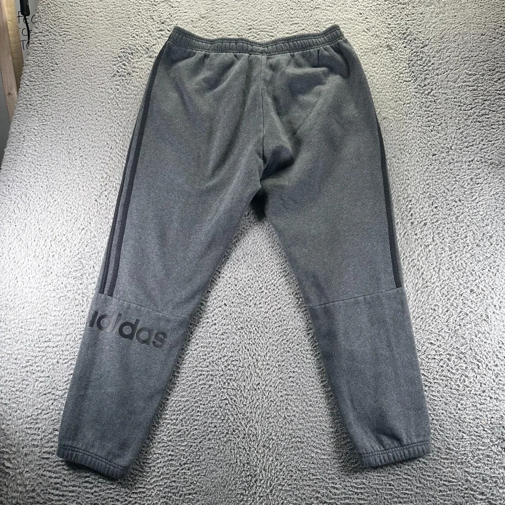 Adidas Sweatpants Mens XL Gray‎ Cotton Fleece Lined Tapered Striped Performance